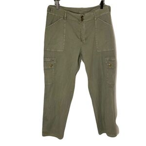 XCVI Women’s Size Large Khaki Green Casual Lightweight Cropped Cargo Pants